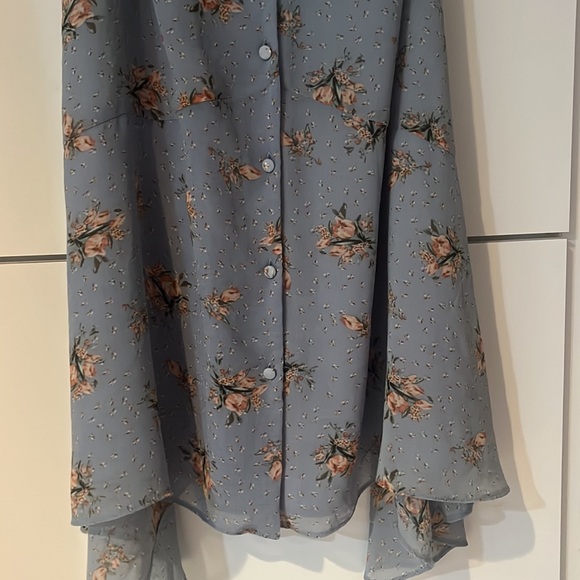 NWOT Topshop Size 8 Baby Blue Floral Print Summer Vacation Party Slip Midi Dress - Picture 4 of 6